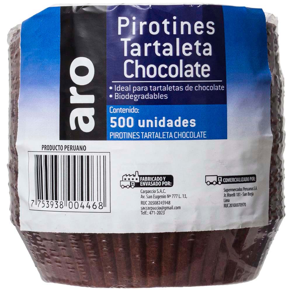 Pirotín Tartal de Chocolate ARO 500un