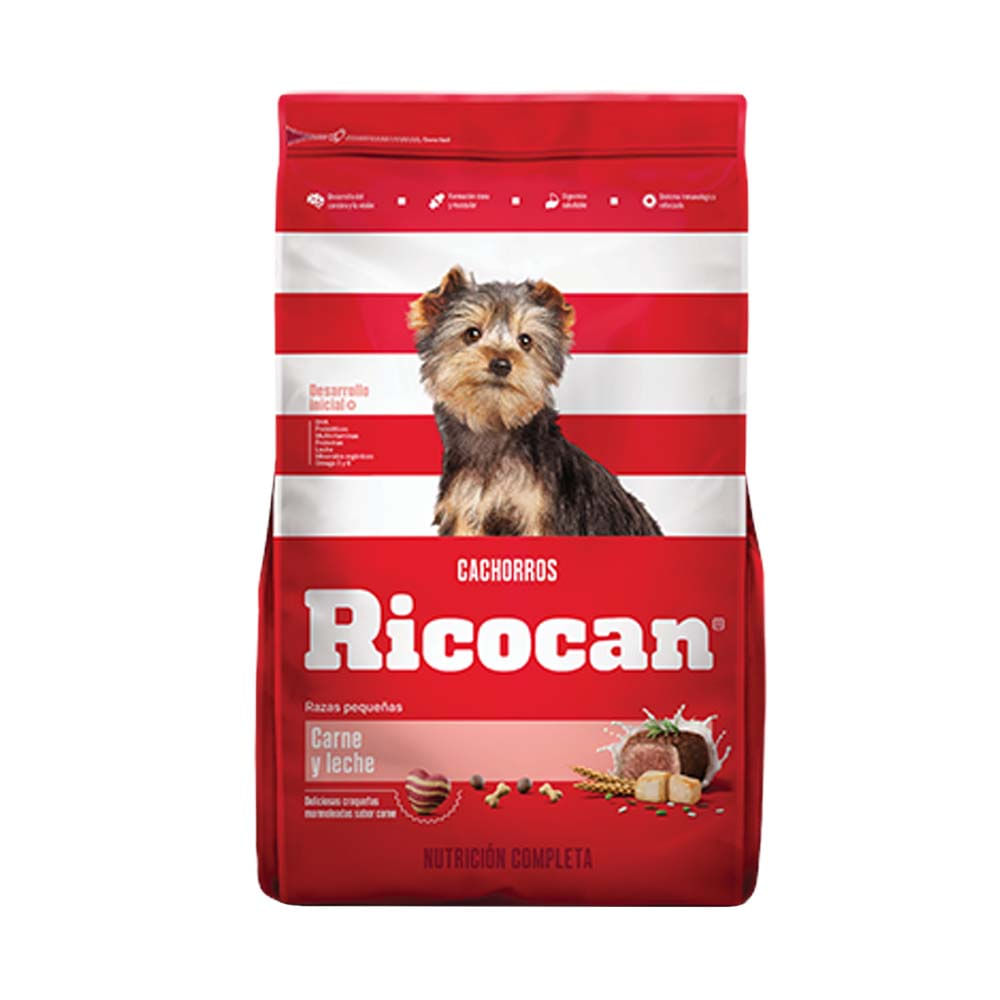 Alimento para Perros RICOCAN Cachorro Razas pequeñas Sabor Carne Leche Bolsa 22Kg