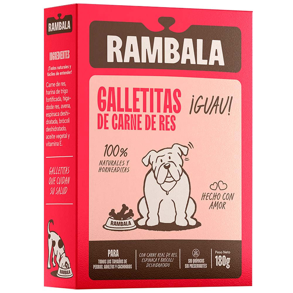 Alimento para Perro RAMBALA Galletitas Sabor Carne de Res Caja 180g