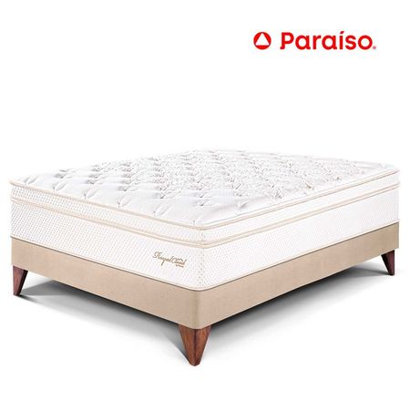 Cama Europea Royal Cloud 2 Plazas Champagne + 2 almohadas viscoelásticas + protector