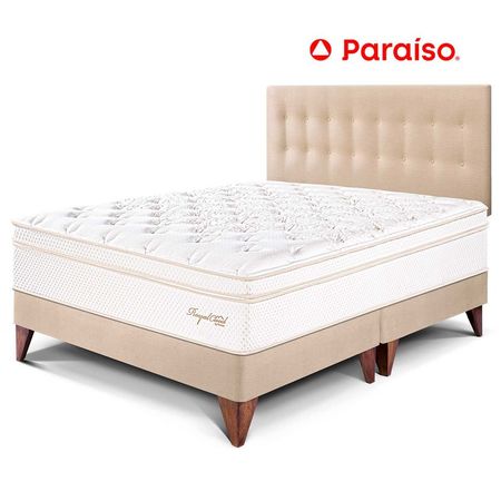 Dormitorio Europeo Royal Cloud King Champagne + 2 almohadas viscoelásticas + protector