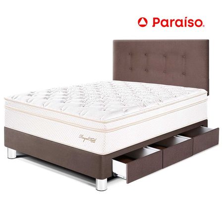 Dormitorio Royal Cloud con Cajones Chocolate 1.5 Plazas + 1 almohada viscoelástica + protector