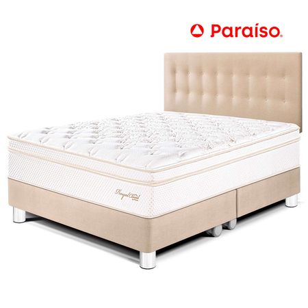 Juego de Dormitorio Paraíso Royal Cloud King Champagne + 2 almohadas viscoelásticas + protector