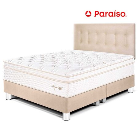 Juego de Dormitorio Paraíso Royal Cloud Queen Champagne + 2 almohadas viscoelásticas + protector