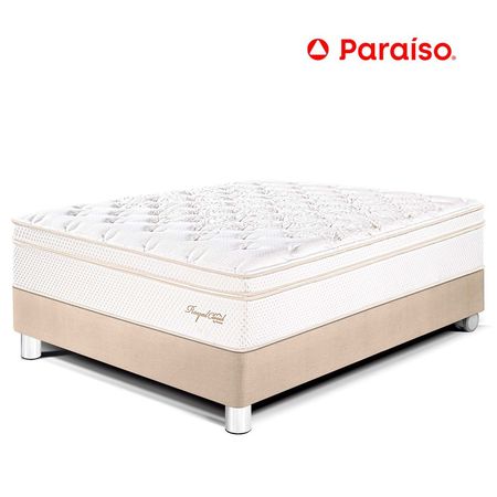 Cama Paraíso Royal Cloud 1.5 Plazas Champagne + 1 almohada viscoelástica + protector