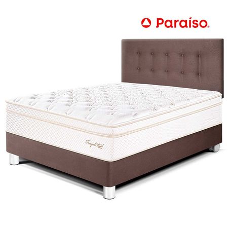 Juego de Dormitorio Paraíso Royal Cloud 2 Plazas Chocolate + 2 almohadas viscoelásticas + protector