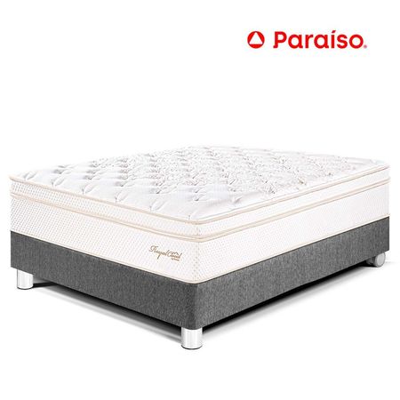 Cama Paraíso Royal Cloud 1.5 Plazas Acero + 1 almohada viscoelástica + protector