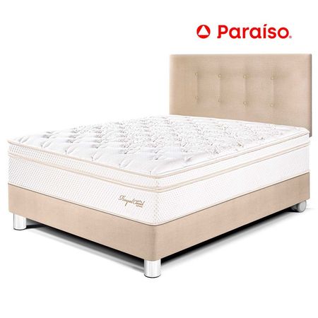 Juego de Dormitorio Paraíso Royal Cloud 1.5 Plazas Champagne + 1 almohada viscoelástica + protector