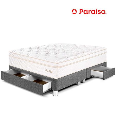 Cama Royal Cloud con cajones Queen + 2 almohadas viscoelásticas + protector