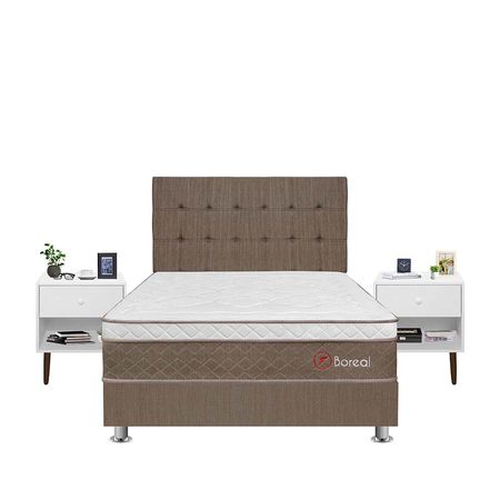 Dormitorio Boreal 2 Plazas + Velador Fer Blanco