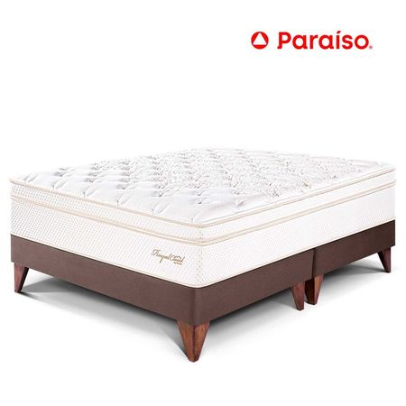 Cama Paraiso King Europea Royal Cloud Chocolate + 2 almohadas viscoelásticas + protector