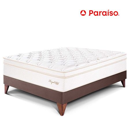 Cama Paraiso 2 Plazas Europea Royal Cloud Chocolate + 2 almohadas viscoelásticas + protector