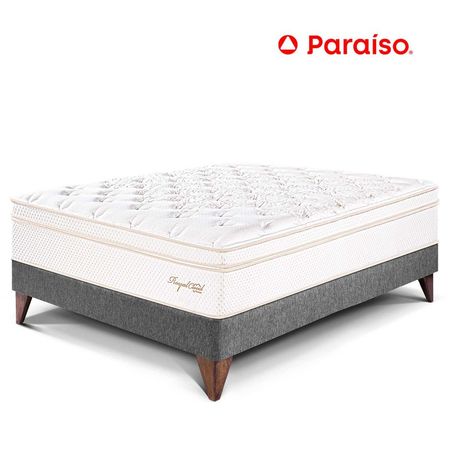 Cama Paraiso 1.5 Plazas Europea Royal Cloud Acero + 1 almohada viscoelástica + protector