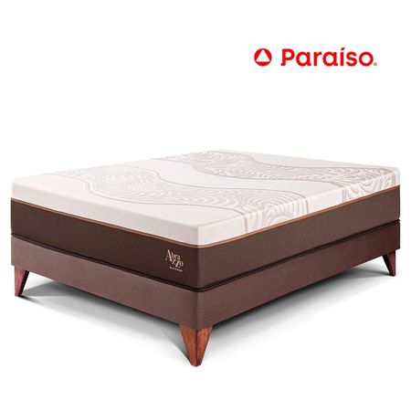 Cama Europea Royal Abrazzo 1.5 Plazas - Chocolate + 1 almohada viscoelástica + protector