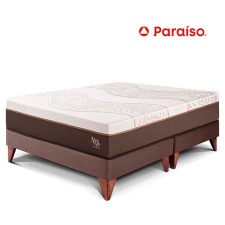 Cama Europea Royal Abrazzo Queen - Chocolate + 2 almohadas viscoelásticas + protector