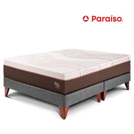 Cama Europea Royal Abrazzo King - Acero + 2 almohadas viscoelásticas + protector