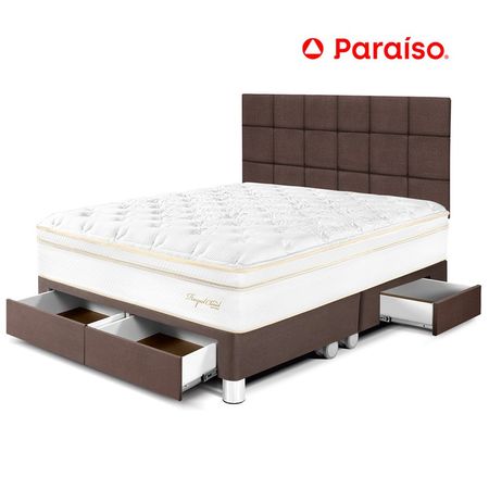 Dormitorio Royal Cloud con Cajones King Plazas y Cabecera Blocks Chocolate