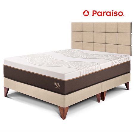 Dormitorio Europeo Royal Abrazzo Queen + Cabecera Blocks Champagne