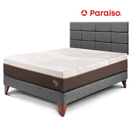 Dormitorio Europeo Royal Abrazzo 2 Plazas + Cabecera Blocks Gris