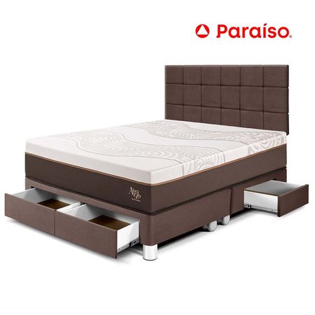 Dormitorio con Cajones Royal Abrazzo King + Cabecera Blocks Chocolate