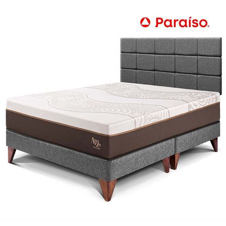 Dormitorio Europeo Royal Abrazzo Queen + Cabecera Blocks Gris