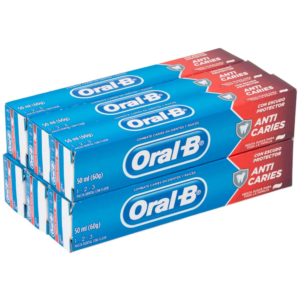 Crema Dental ORAL-B 3D White Paquete 6 Tubos 50ml c/u