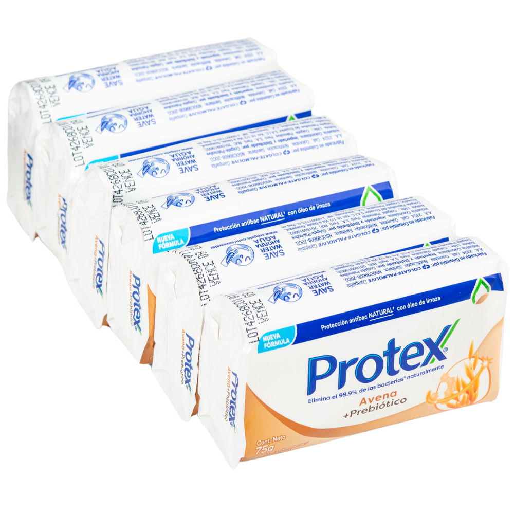 Jabón Antibacterial Avena PROTEX Paquete 6 Barras 75g c/u