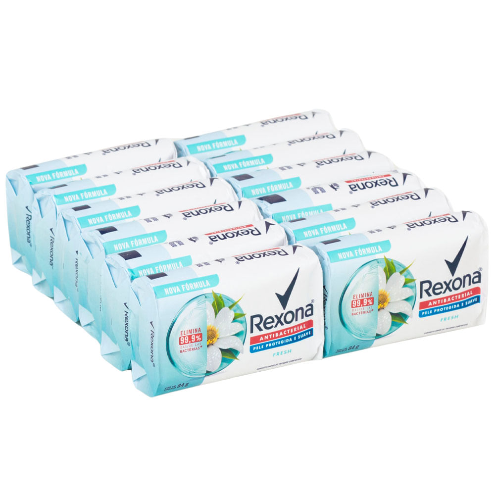 Jabón Antibacterial REXONA Paquete 12 Paquetes 84g c/u