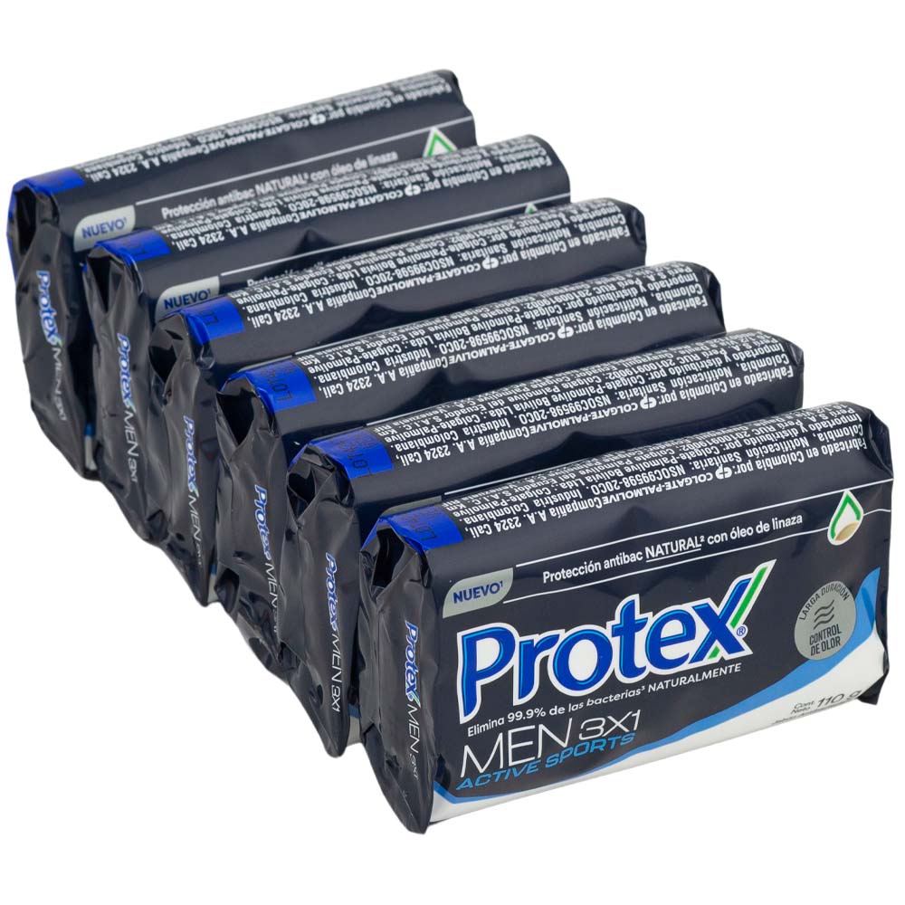 Jabón Antibacterial Sport PROTEX Paquete 6 Barras 120g c/u