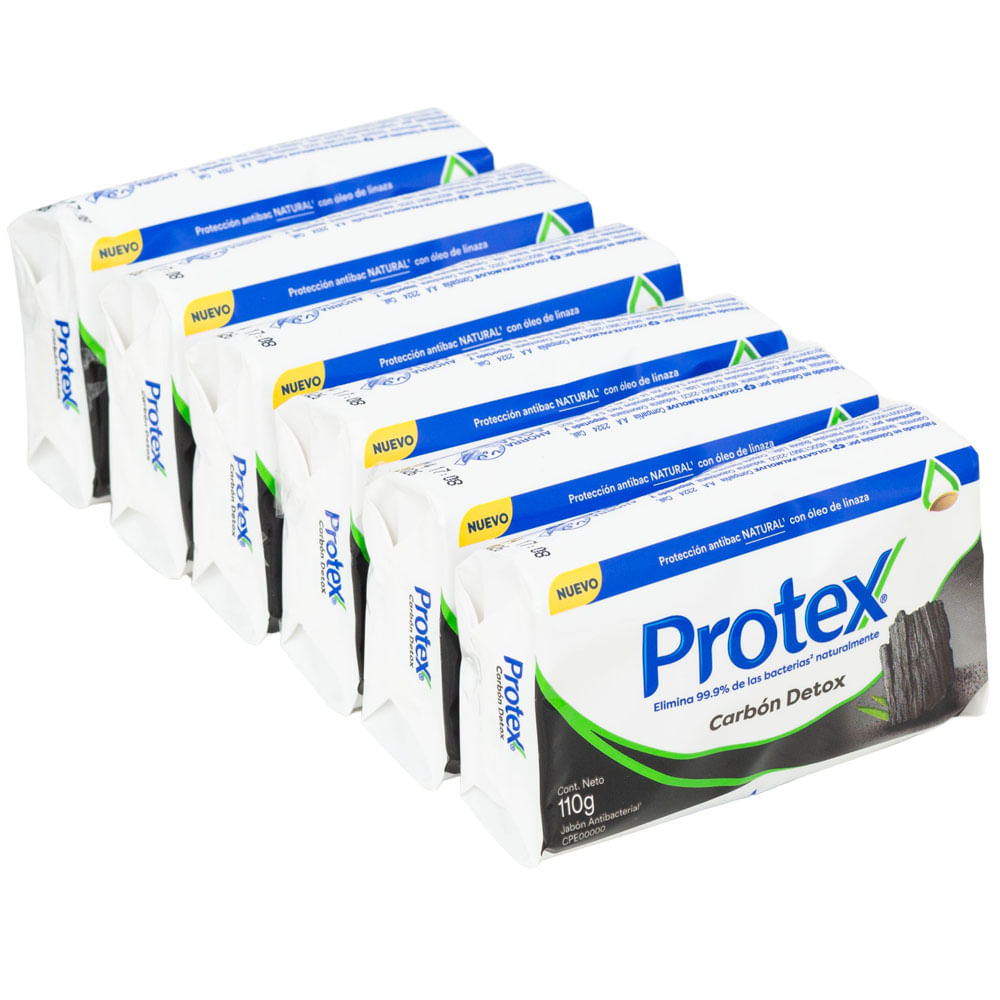 Jabón de Tocador PROTEX Carbón Detox Paquete 6 Bolsas 110g c/u