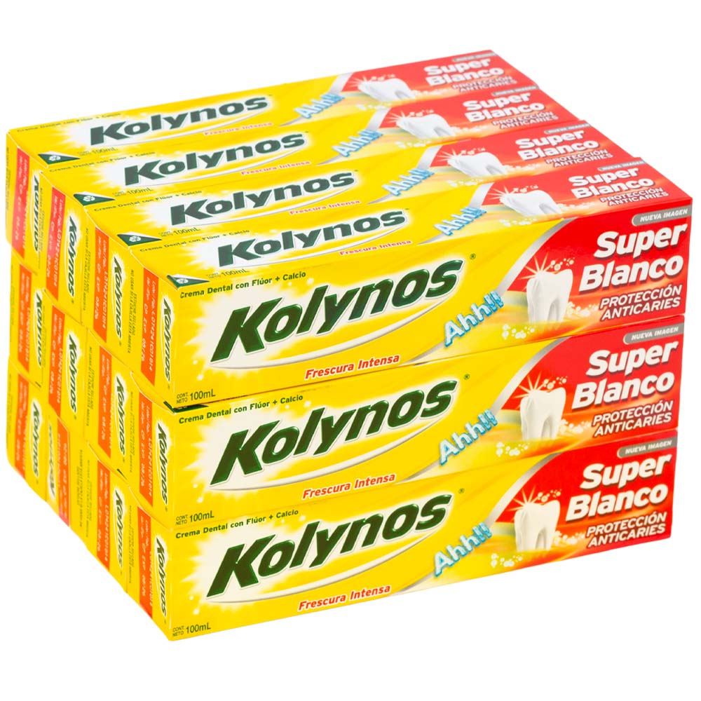 Pasta Dental KOLYNOS Súper Blanco Paquete 12 Tubos 100ml c/u
