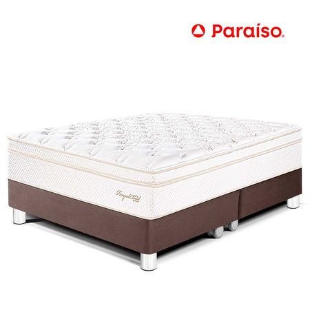 Cama Paraíso Royal Cloud King Chocolate + 2 almohadas viscoelásticas + protector