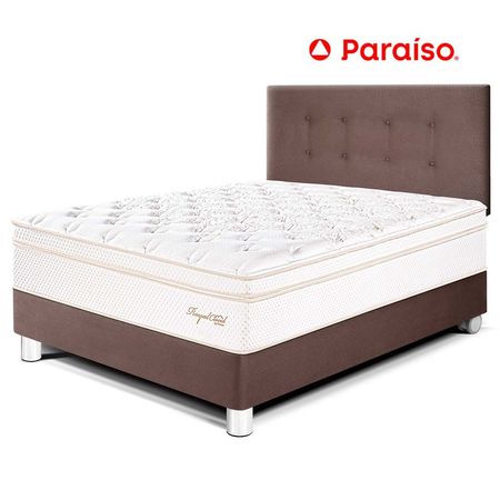 Juego de Dormitorio Paraíso Royal Cloud 1.5 Plazas Chocolate + 1 almohada viscoelástica + protector