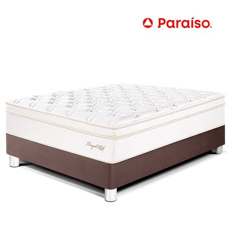 Cama Paraíso Royal Cloud 1.5 Plazas Chocolate + 1 almohada viscoelástica + protector