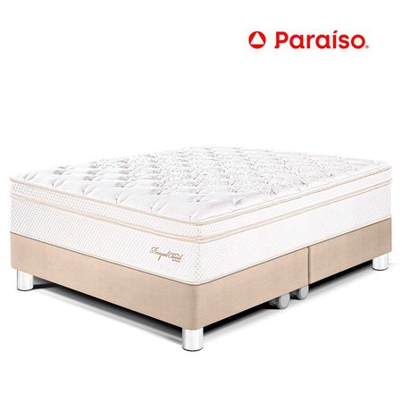 Cama Paraíso Royal Cloud King Champagne + 2 almohadas viscoelásticas + protector