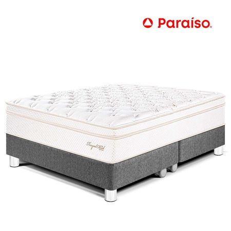 Cama Paraíso Royal Cloud King Acero + 2 almohadas viscoelásticas + protector