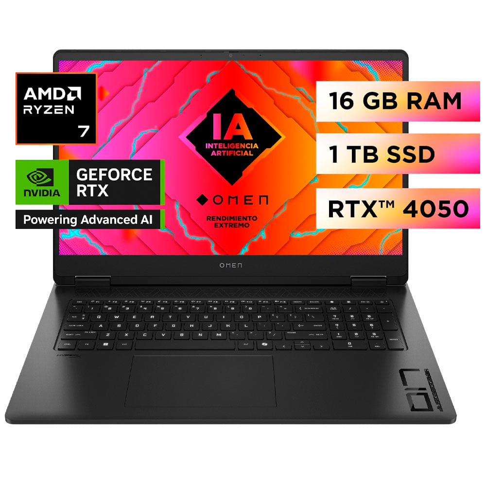 Laptop Gamer HP 17-DB0006LA 17.3"" AMD Ryzen 7 (8000 series) 16GB 1TB SSD RTX 4050