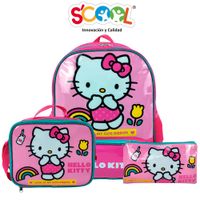 Set Mochila + Lonchera + Cartuchera Hello Ki SCOOL