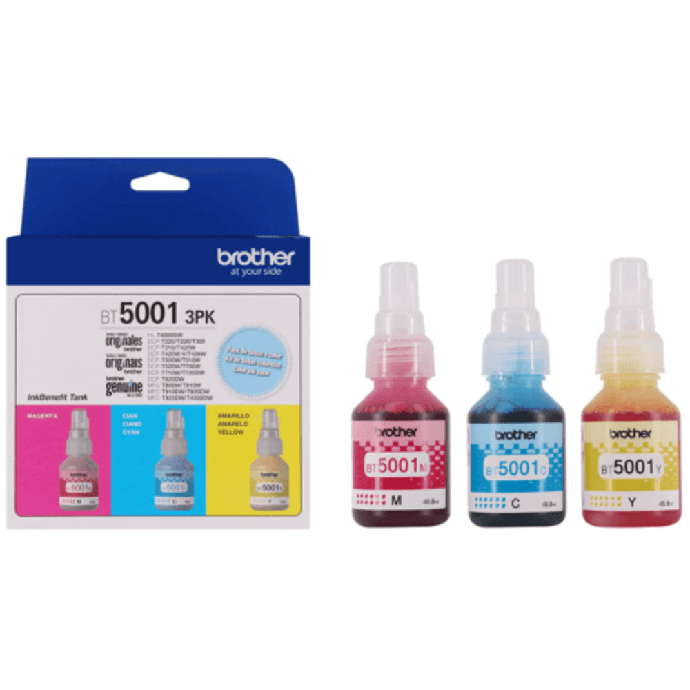 Kit Tinta Brother BT5001 3PK TANK Cyan Magenta Amarillo