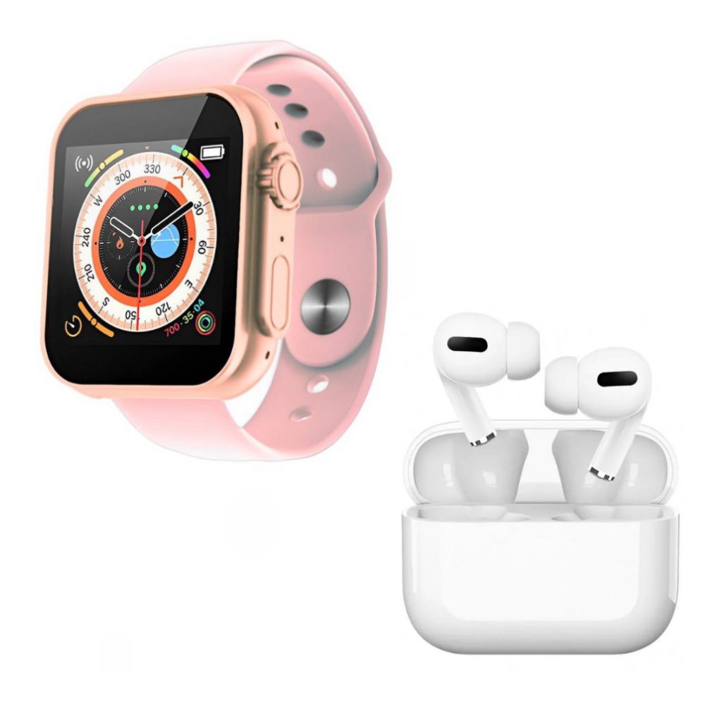 Pack Smartwatch D20 Ultra Rosado y Audífonos Inalámbricos Tws I13 Pro Blanco