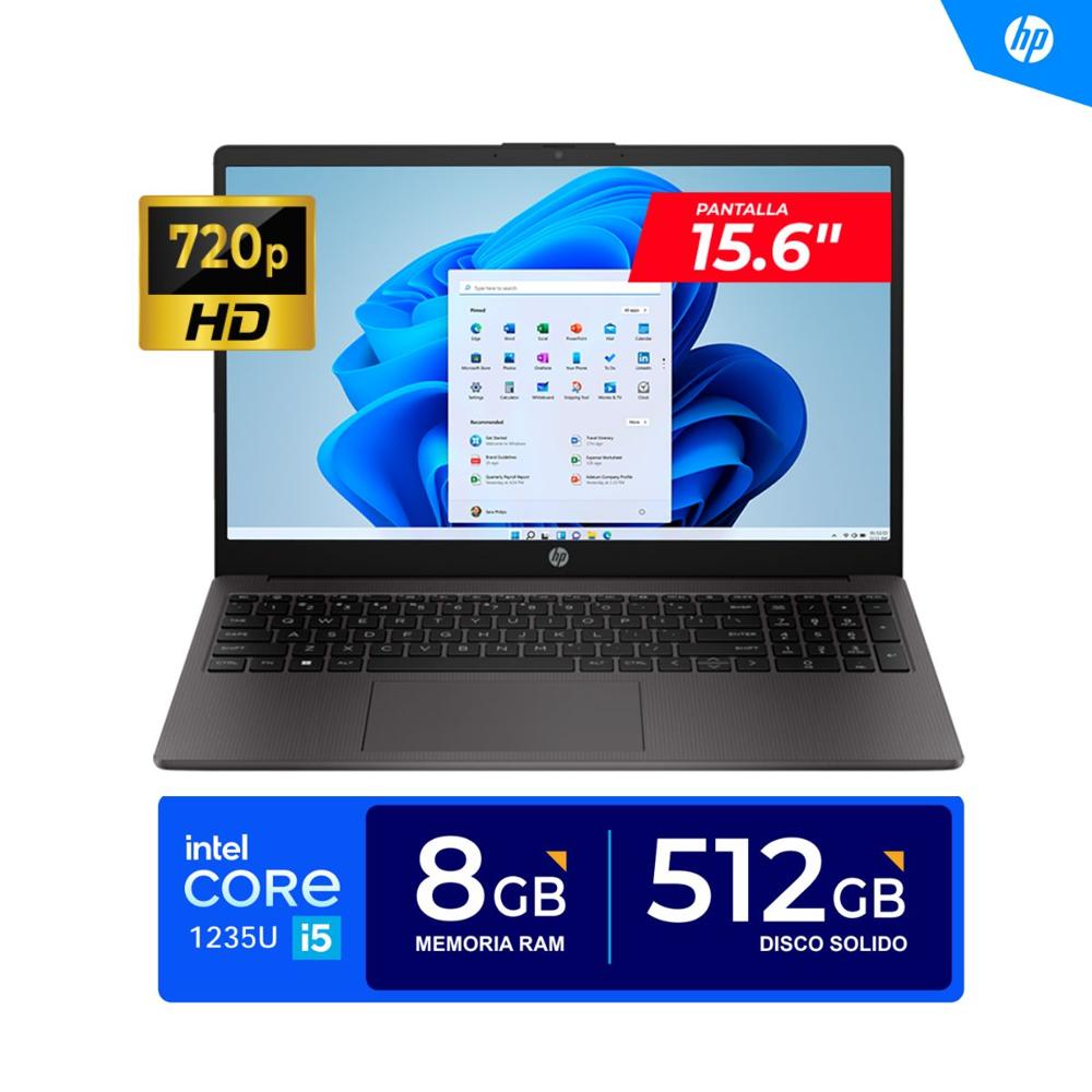 Laptop HP 250 G9 15.6"" HD LED Core i5-1235U 4.40 GHz 10 Núcleos 8GB DDR4 512GB SSD FREEDOS