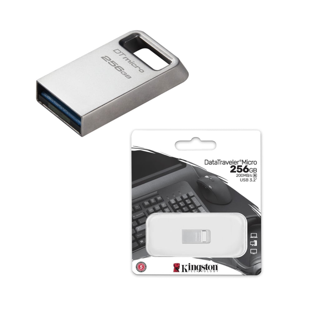 Memoria Usb Kingston DataTraveler Micro 256GB Ultra Pequeño Metal