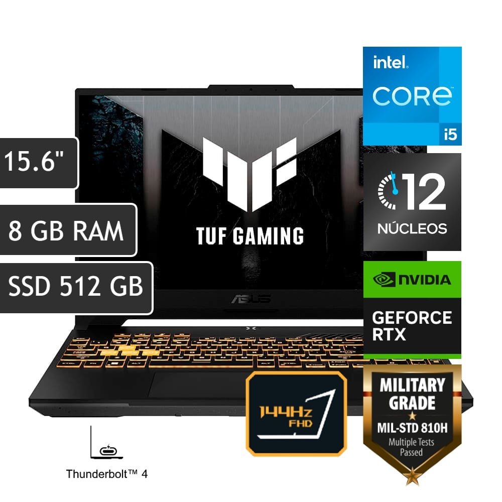 Laptop Asus i5-12500H 8Gb Ram 512Gb Ssd 4Gb Nvidia Rtx3050 Ddr6 15.6"" Fhd 144Hz Windows 11