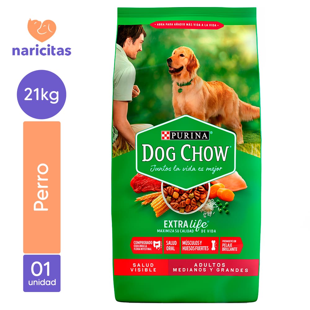 Dog Chow Adultos Razas Medianas y Grandes Salud Visible 21kg
