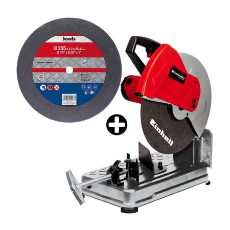 COMBO: Tronzadora Einhell TC-MC 355 2300W + 5 Discos de corte metal 355x3.2x25.4mm KWB