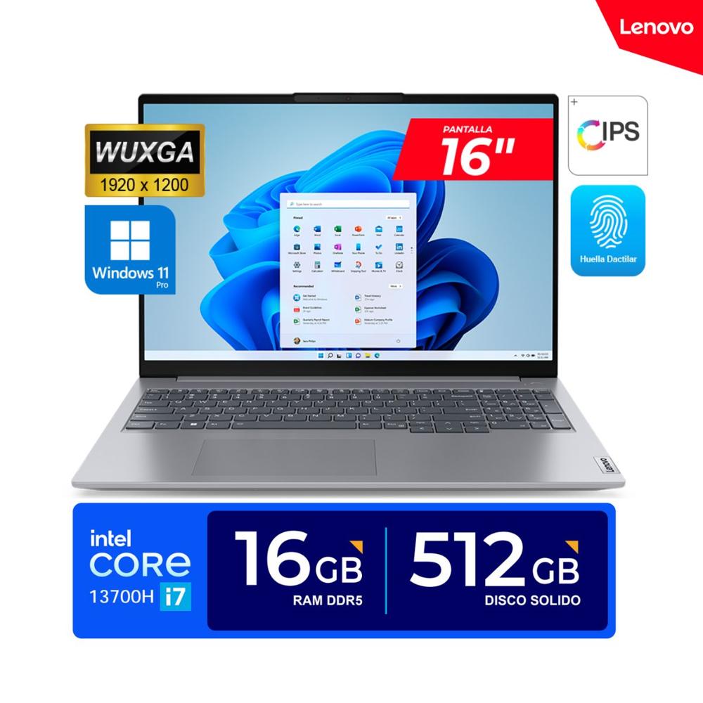 Laptop LENOVO THINKBOOK 16   16"" WUXGA, IPS  Core i7-13700H  5.0GHz  16GB DDR5  512GB SSD  Win11 PRO