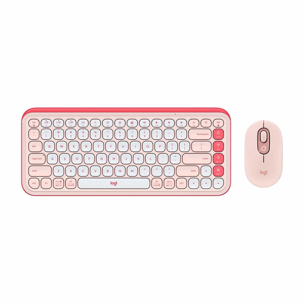Teclado Logitech + Mouse Pop Icon Bluetooth/Wireless Sp Copilot Rose