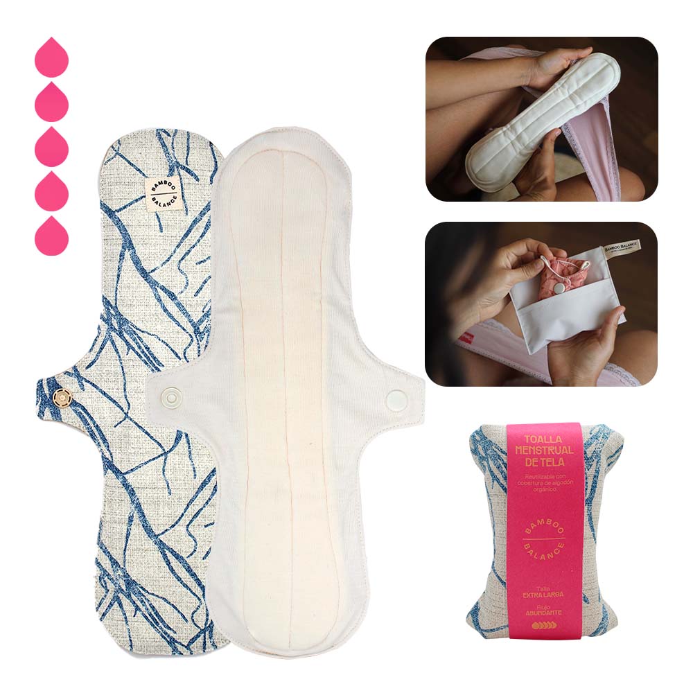 Toalla Higiénica de Tela Bamboo Balance Extra Larga Crema