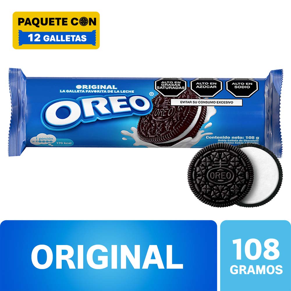 Galletas OREO sabor Original Paquete 108g