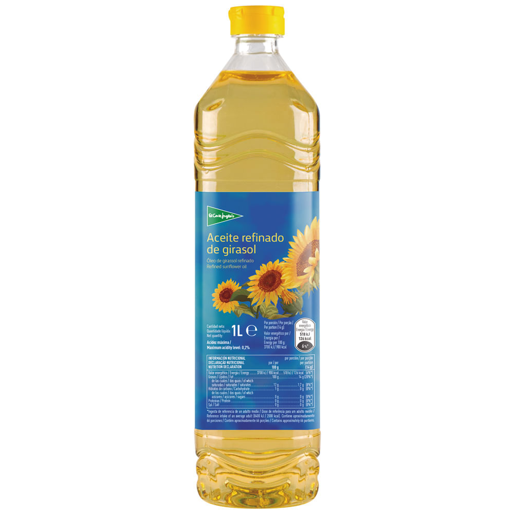 Aceite de Girasol Refinado EL CORTE INGLÉS Botella 1L